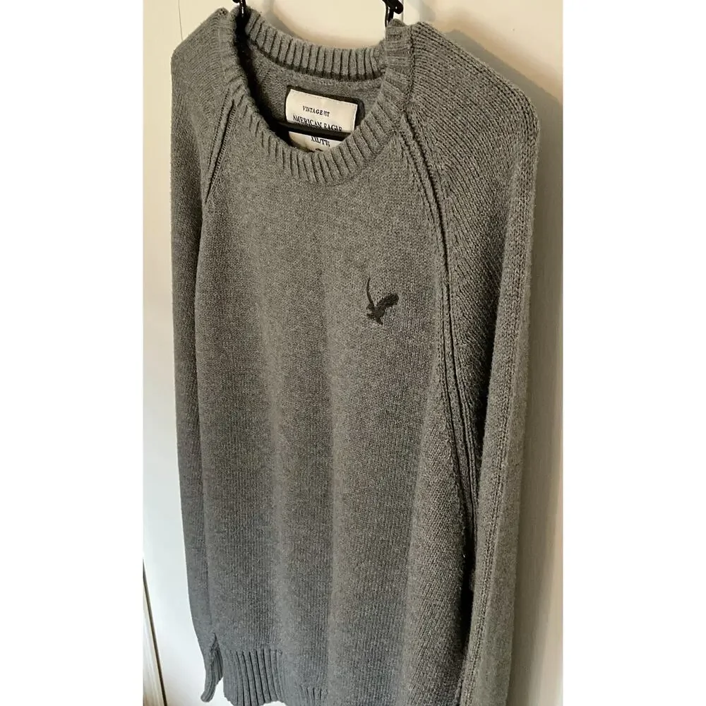 American Eagle Outfitters Vintage Fit Sweater Men’s Size XXL Gray Long Sleeve